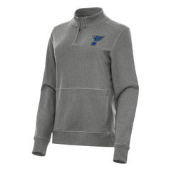 St. Louis Blues Antigua Women's Crush Quarter-Zip Fleece Sweatshirt - Heather Black - NHL 202257357