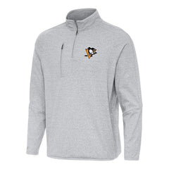 Pittsburgh Penguins Antigua Certain Quarter-Zip Tri-Blend Sweatshirt - Heather Gray - NHL 202257501