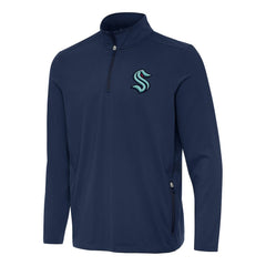 Seattle Kraken Antigua Perilous Quarter-Zip Sweatshirt - Navy - NHL 202257539