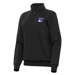 New York Rangers Antigua Women's Victory Quarter-Zip Sweatshirt - Black - NHL 202257599