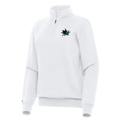 San Jose Sharks Antigua Women's Victory Quarter-Zip Sweatshirt - White - NHL 202257607