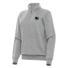 San Jose Sharks Antigua Women's Victory Quarter-Zip Sweatshirt - Heather Gray - NHL 202257613