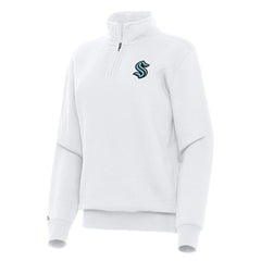 Seattle Kraken Antigua Women's Victory Quarter-Zip Sweatshirt - White - NHL 202257614
