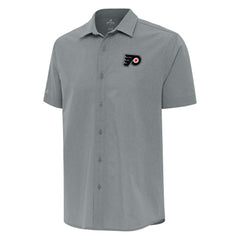 Philadelphia Flyers Antigua Activate Woven Short Sleeve Button-Up Shirt - Gray - NHL 202257635