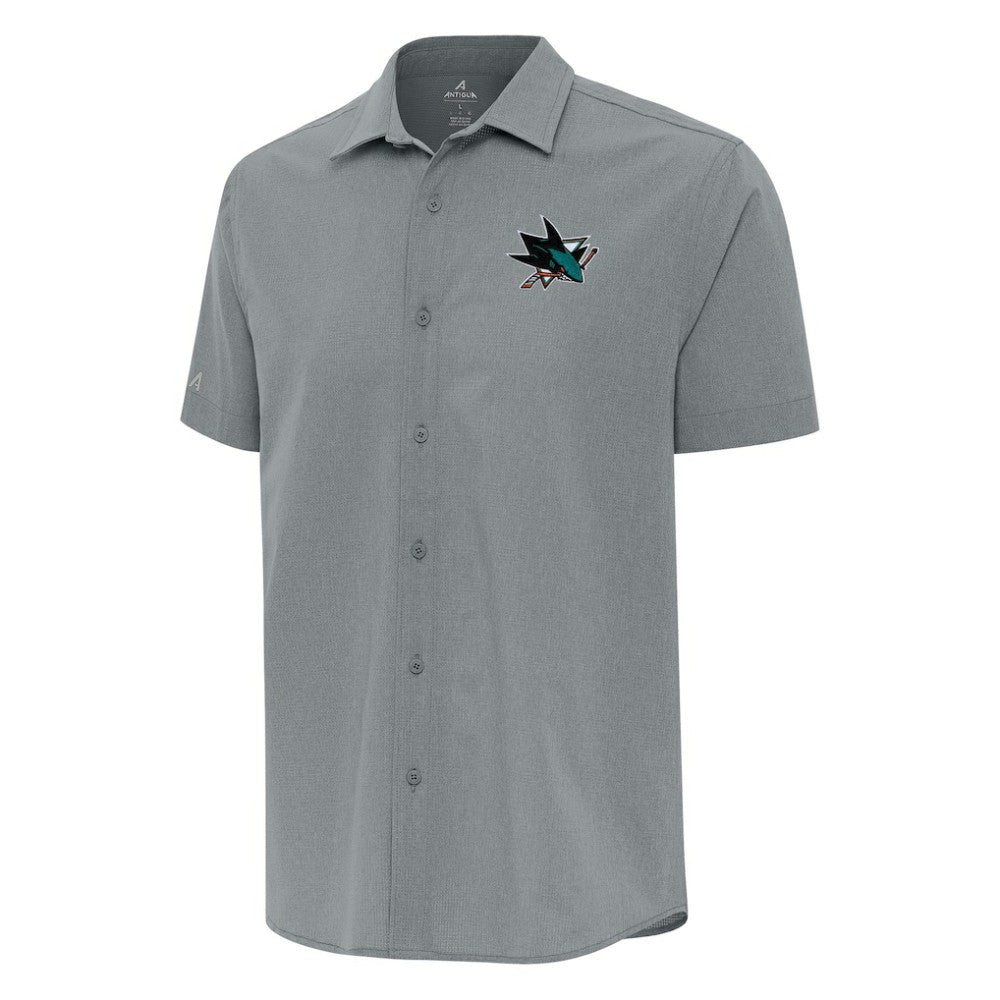 San Jose Sharks Antigua Activate Woven Short Sleeve Button-Up Shirt - Gray - NHL 202257641