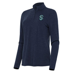 Seattle Kraken Antigua Women's Bright Quarter-Zip Top - Heather Navy - NHL 202258077