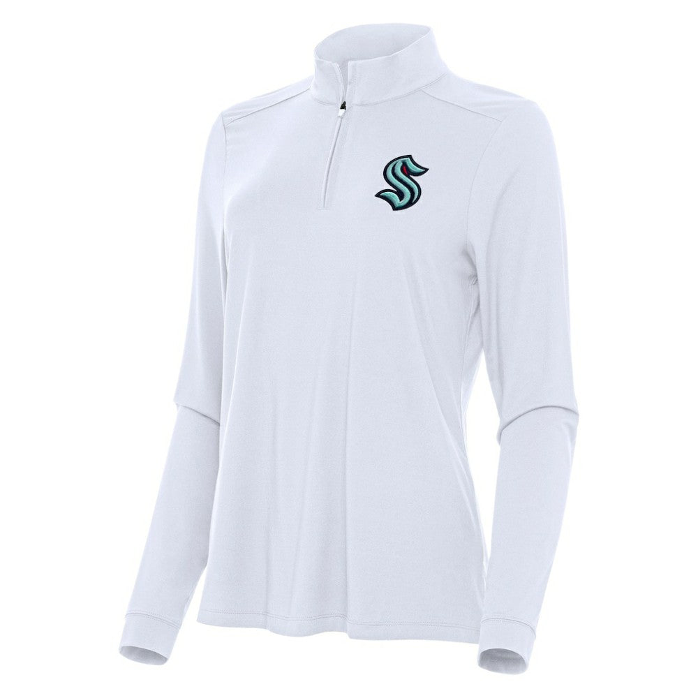 Seattle Kraken Antigua Women's Intent Quarter-Zip Top - White - NHL 202258183