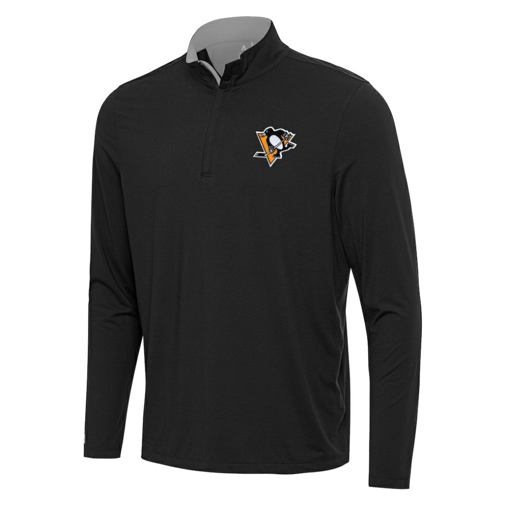 Pittsburgh Penguins Antigua Content Quarter-Zip Pullover Top - Black/Gray - NHL 202258289