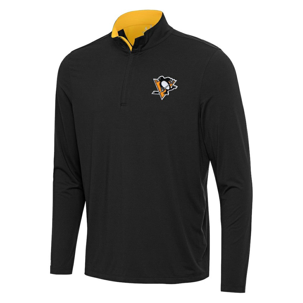 Pittsburgh Penguins Antigua Content Quarter-Zip Pullover Top - Black/Gold - NHL 202258294