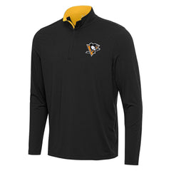 Pittsburgh Penguins Antigua Content Quarter-Zip Pullover Top - Black/Gold - NHL 202258294