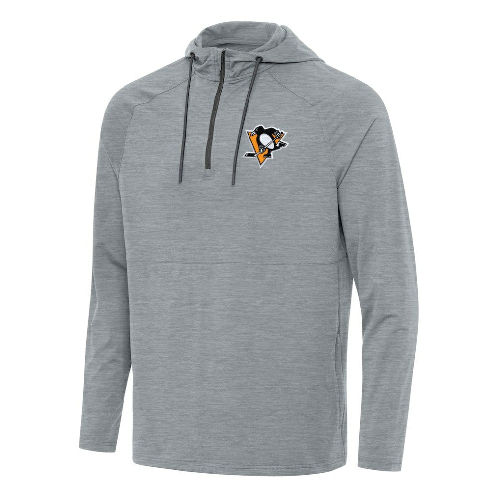 Pittsburgh Penguins Antigua Spikes Quarter-Zip Hoodie - Heather Gray - NHL 202258414