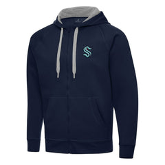 Seattle Kraken Antigua Big & Tall Victory Full-Zip Hoodie - Navy - NHL 202258490