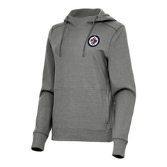 Winnipeg Jets Antigua Women's Justice Pullover Hoodie - Heather Black - NHL 202259277