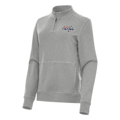 Washington Capitals Antigua Women's Crush Quarter-Zip Fleece Sweatshirt - Heather Gray - NHL 202259307