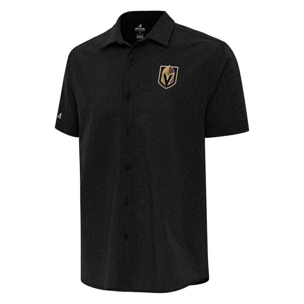 Vegas Golden Knights Antigua Activate Woven Short Sleeve Button-Up Shirt - Black - NHL 202259584