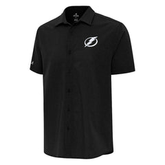 Tampa Bay Lightning Antigua Activate Woven Short Sleeve Button-Up Shirt - Black - NHL 202259595