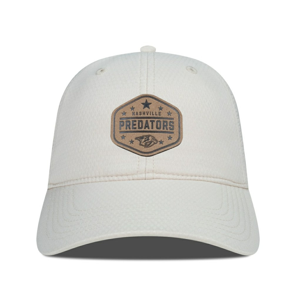 Nashville Predators Men's Levelwear Faux Leather Patch Unstructured Adjustable Hat - Cream - NHL 202262247
