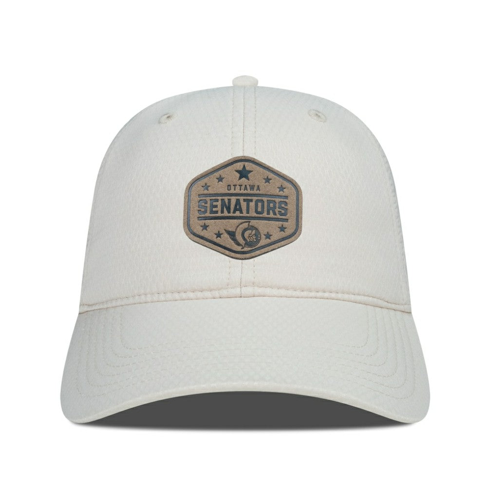 Ottawa Senators Men's Levelwear Faux Leather Patch Unstructured Adjustable Hat - Cream - NHL 202262251