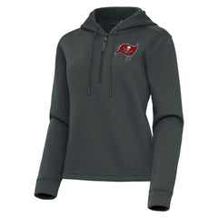 Tampa Bay Buccaneers Antigua Women's Contemporary Quarter-Zip Hoodie Pewter