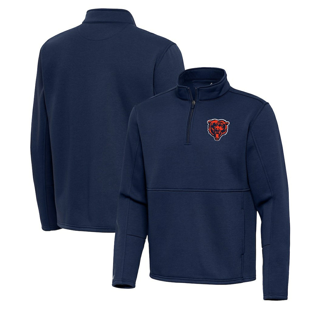 Chicago Bears Antigua Twist Quarter-Zip Pullover Jacket Navy