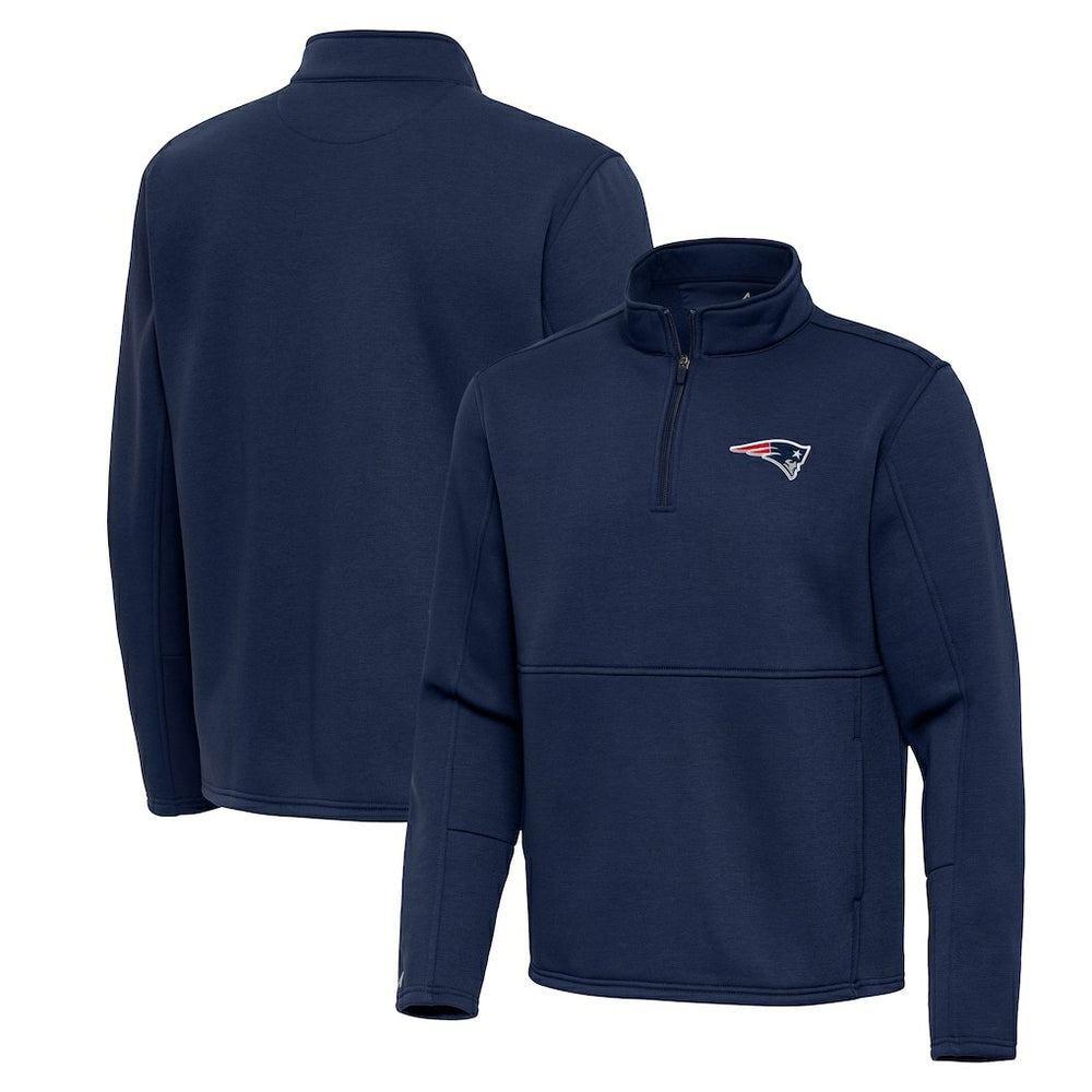 New England Patriots Antigua Twist Quarter-Zip Pullover Jacket Navy