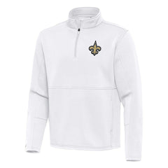 New Orleans Saints Antigua Twist Quarter-Zip Pullover Jacket White