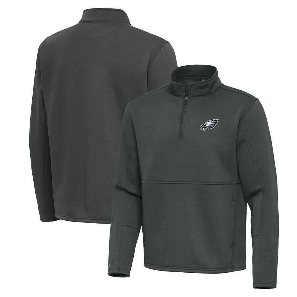 Philadelphia Eagles Antigua Twist Quarter-Zip Pullover Jacket Pewter