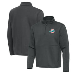 Miami Dolphins Antigua Twist Quarter-Zip Pullover Jacket Pewter