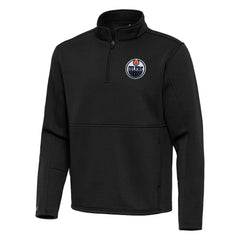 Edmonton Oilers Antigua Twist Quarter-Zip Pullover Jacket - Black - NHL 202264716