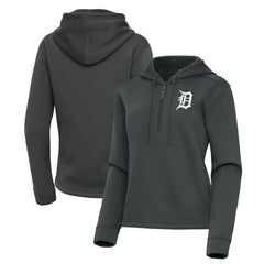 Detroit Tigers Antigua Women's Contemporary Quarter-Zip Hoodie - Pewter - MLB Online