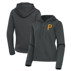 Pittsburgh Pirates Antigua Women's Contemporary Quarter-Zip Hoodie - Pewter - MLB Sale