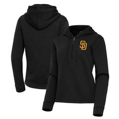 San Diego Padres Antigua Women's Contemporary Quarter-Zip Hoodie - Black - MLB Online