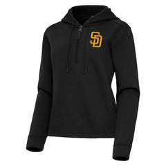 San Diego Padres Antigua Women's Contemporary Quarter-Zip Hoodie - Black - MLB Online