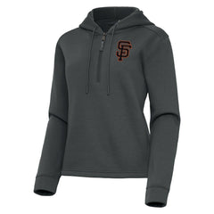 San Francisco Giants Antigua Women's Contemporary Quarter-Zip Hoodie - Pewter - MLB Lifestyle