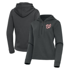 Washington Nationals Antigua Women's Contemporary Quarter-Zip Hoodie - Pewter - MLB Discount