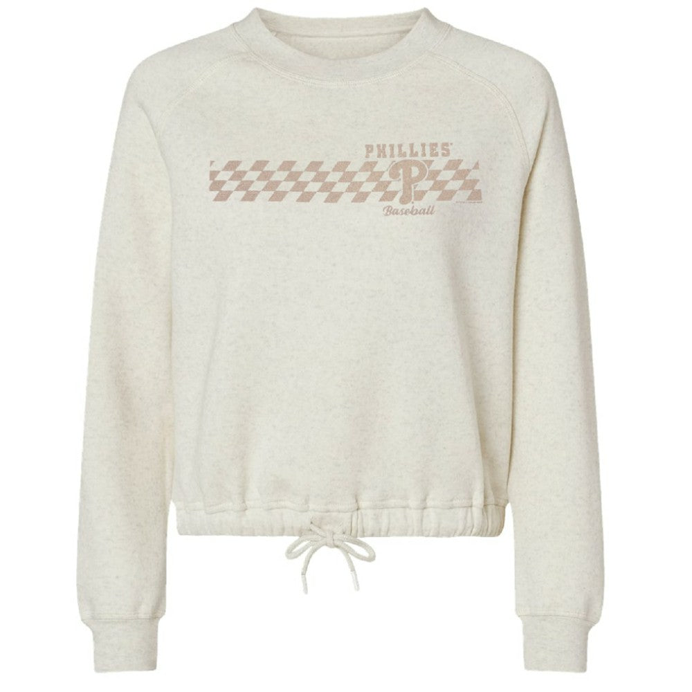 Philadelphia Phillies Soft as a Grape Women's Tonal Checkered Sweatshirt - Natural - MLB Discount