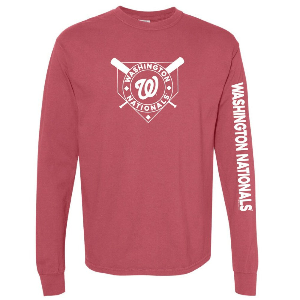 Washington Nationals Soft as a Grape Women's Pigment Dye Long Sleeve T-Shirt - Red - MLB Lifestyle