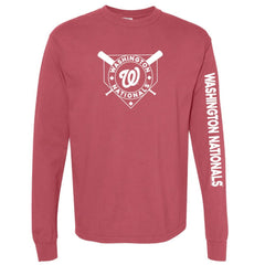 Washington Nationals Soft as a Grape Women's Pigment Dye Long Sleeve T-Shirt - Red - MLB Lifestyle