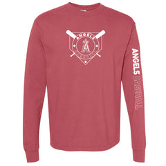 Los Angeles Angels Soft as a Grape Women's Pigment Dye Long Sleeve T-Shirt - Red - MLB Lifestyle