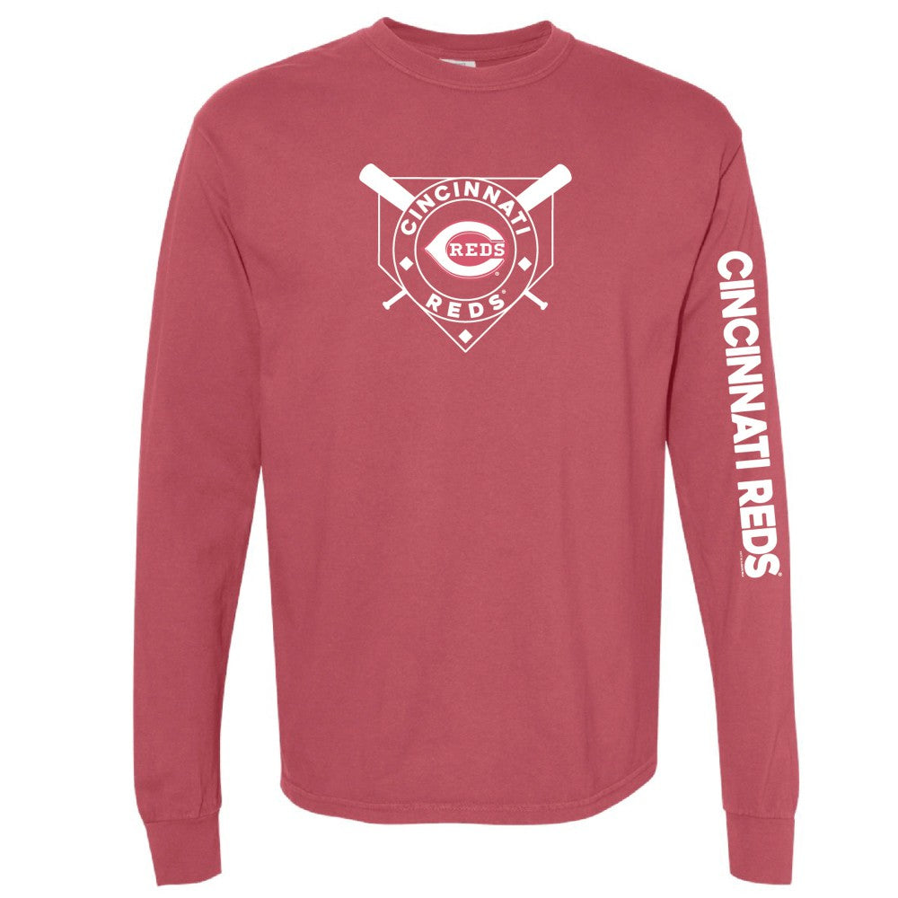 Cincinnati Reds Soft as a Grape Women's Pigment Dye Long Sleeve T-Shirt - Red - MLB on Sale