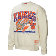 New York Knicks Women's Brush Bucket Pullover Sweatshirt Cream | Mitchell & Ness Lifestyle