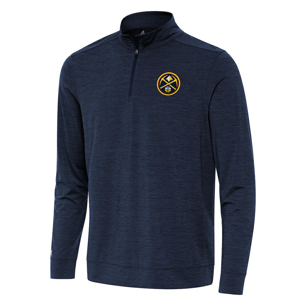 Denver Nuggets Antigua Bright Quarter-Zip Top Heather Navy