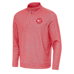 Atlanta Hawks Antigua Subtle Quarter-Zip Sweatshirt Heather Red