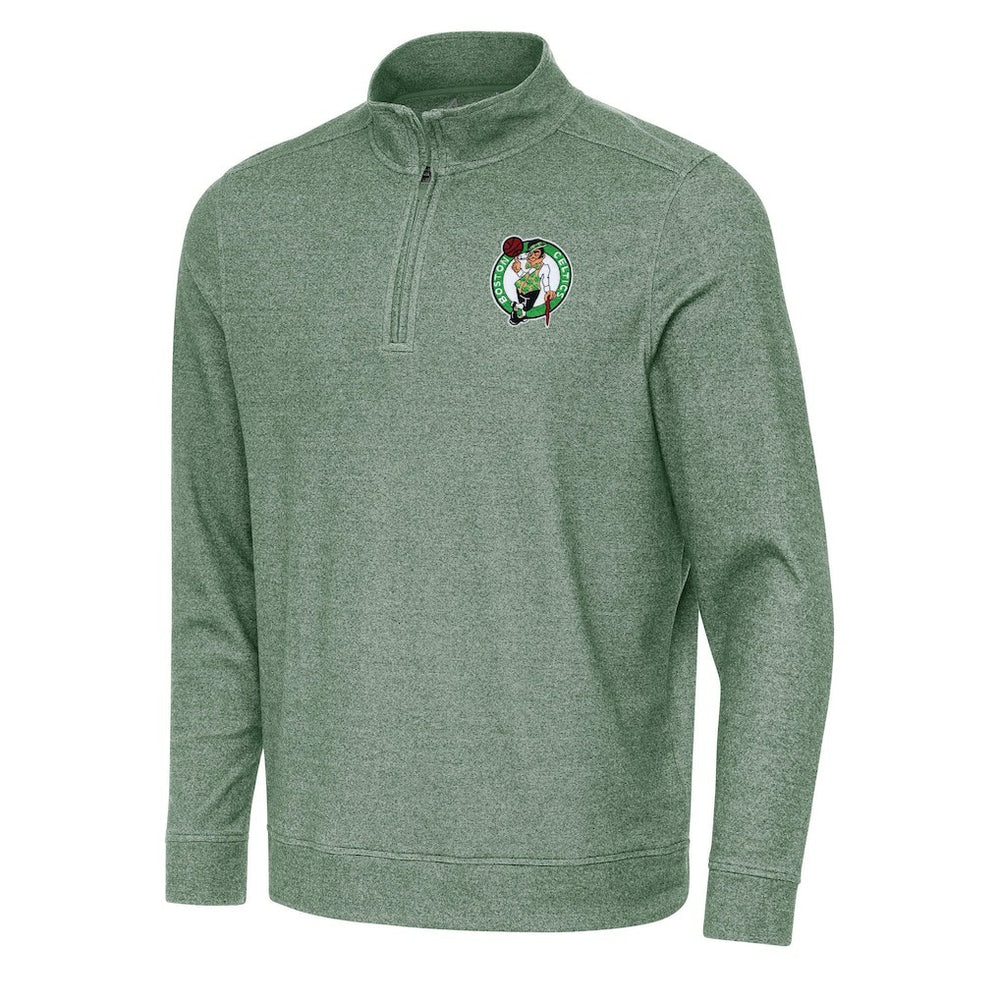 Boston Celtics Antigua Subtle Quarter-Zip Sweatshirt Hunter Green
