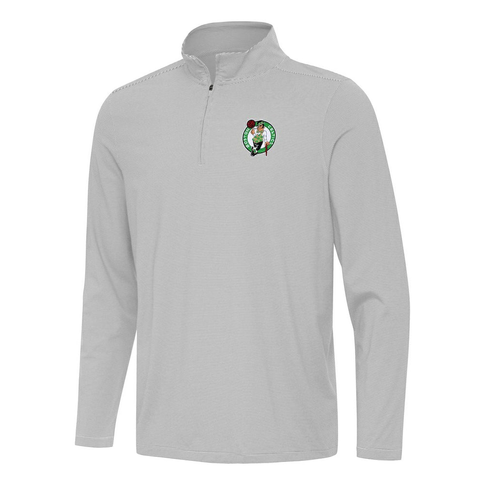 Boston Celtics Antigua Twine Quarter-Zip Top Gray