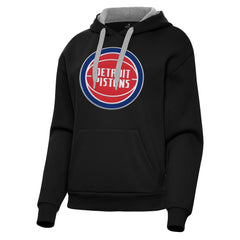 Detroit Pistons Antigua Women's Victory Pullover Hoodie Black