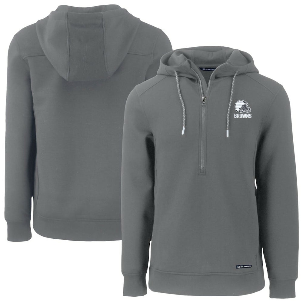 Cleveland Browns Cutter & Buck Roam Eco Recycled Half-Zip Pullover Hoodie Gray