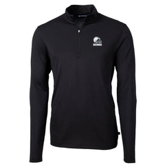 Cleveland Browns Cutter & Buck Big & Tall Virtue Eco Pique Recycled Quarter-Zip Pullover Top Black