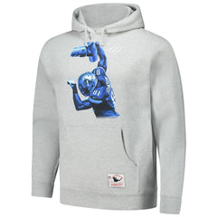 Mitchell & Ness Calvin Johnson Detroit Lions Hall of Fame Player Graphic Pullover Hoodie Heather Gray