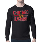 Chicago Blackhawks Starter Mesh Look Team Name Long Sleeve T-Shirt - Black - NHL 202296711
